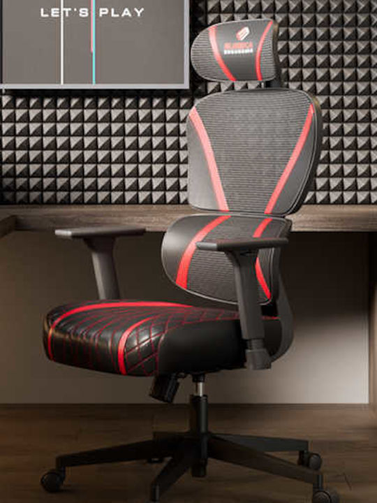 Eureka Ergonomic Norn Καρέκλα Gaming Δερματίνης με Ρυθμιζόμενα Μπράτσα Κόκκινη