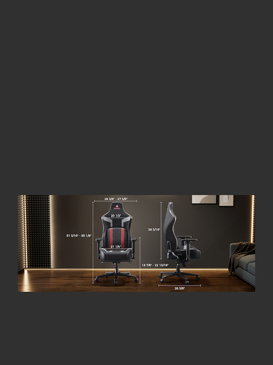 Eureka Ergonomic Python II GC-08 Υφασμάτινη Καρέκλα Gaming με Ρυθμιζόμενα Μπράτσα Κόκκινη