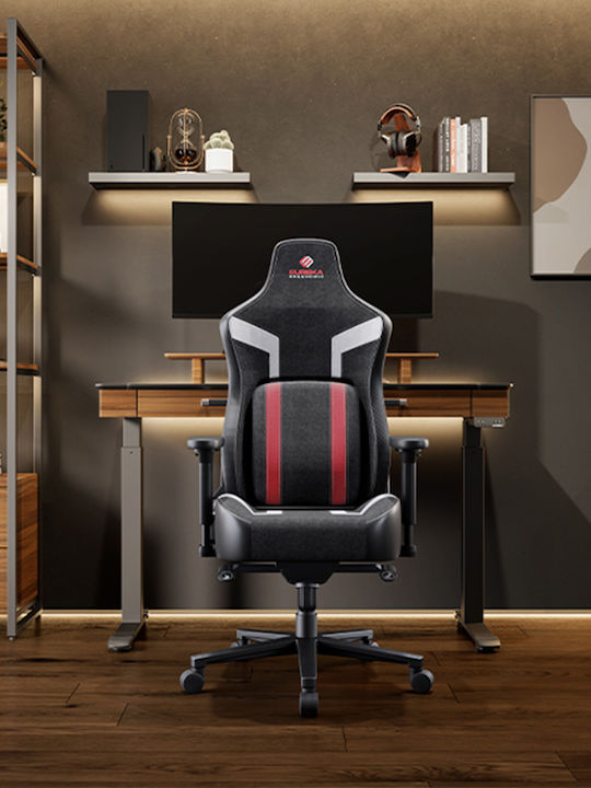 Eureka Ergonomic Python II GC-08 Υφασμάτινη Καρέκλα Gaming με Ρυθμιζόμενα Μπράτσα Κόκκινη