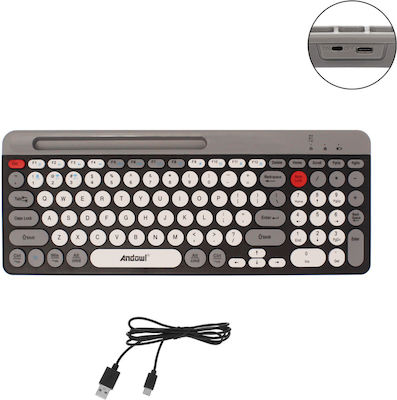 Andowl QK8066 Wireless Bluetooth Keyboard Only English US Gray