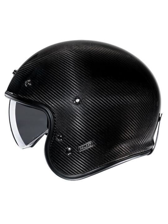 HJC V31 Carbon Black Motorcycle Helmet Jet ECE 22.06 with Sunvisor 5725-XS