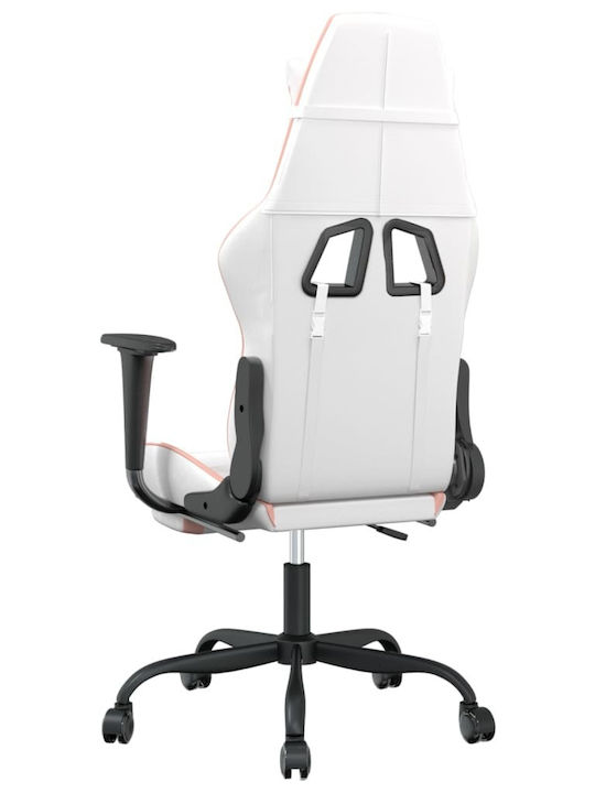 vidaXL 3143662 Gaming Chair with Footrest White / Pink