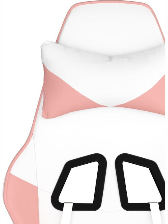 vidaXL 3143662 Gaming Chair with Footrest White / Pink