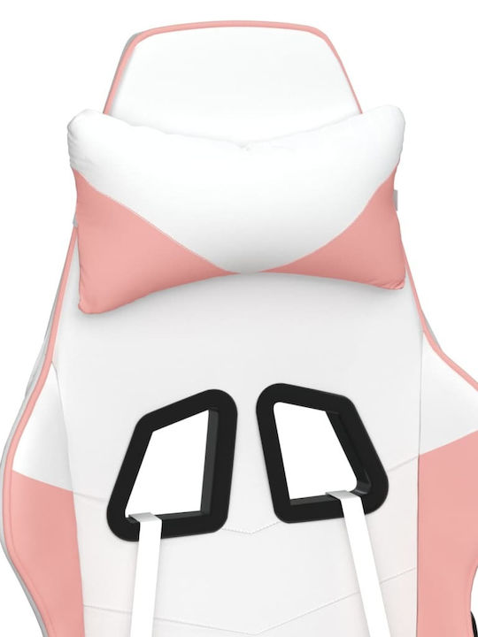 vidaXL 3143662 Gaming Chair with Footrest White / Pink