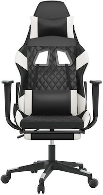 vidaXL 3143769 Artificial Leather Gaming Chair with Footrest Black / White