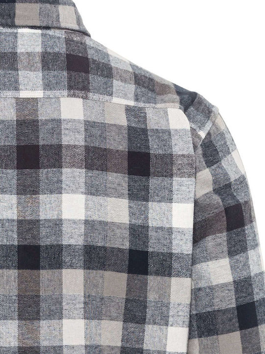 Long-sleeved Flannel Shirt Checked Gray