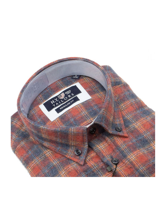 NEW YORK TAILORS MEN'S SHIRT B/M PLAID RED BLUE ANDROMEDA-RED