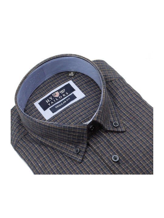 NEW YORK TAILORS MEN'S SHIRT B/M CARO BROWN HORIZON-BROWN