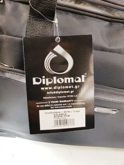 Diplomat Sack Voyage 46lt Black with Wheels Fabric L55xW30xH31cm