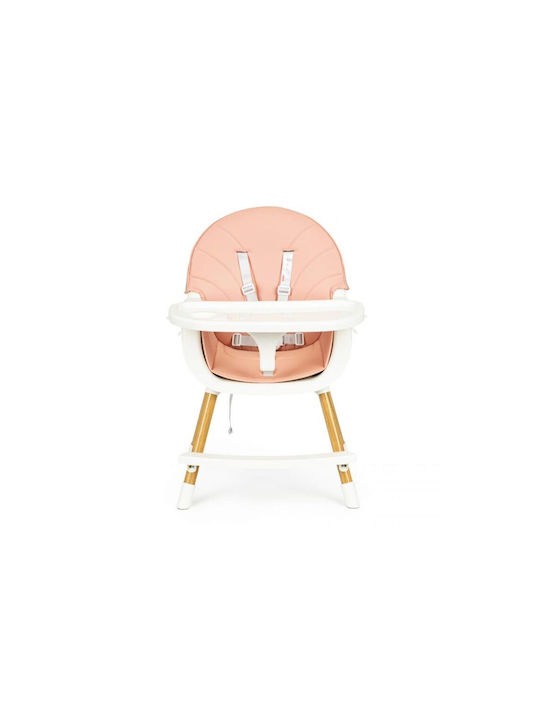 Ecotoys Scaun Înalt De Masă Bebe 2 În 1 Cu Înălțime Reglabilă Roz