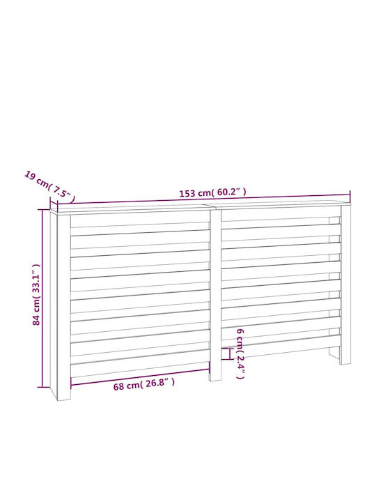 vidaXL Husă Pentru Radiator Din Lemn Masiv Alb 153x19x84cm