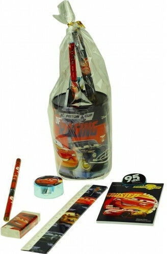 Gim Cars Kids Stationery Set with Pencil, Sharpener, Eraser, Ruler and Pencil Holder 5pcs