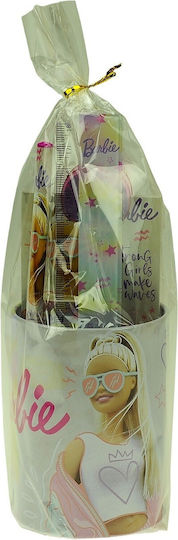 Gim Barbie Kids Stationery Set with Pencil, Sharpener, Eraser, Notepad, Ruler and Pencil Holder 6pcs