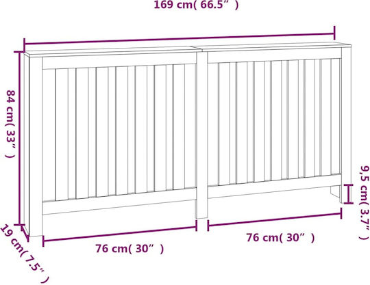 vidaXL vidaXL Gray Solid Wood Radiator Cover 169x19x84cm