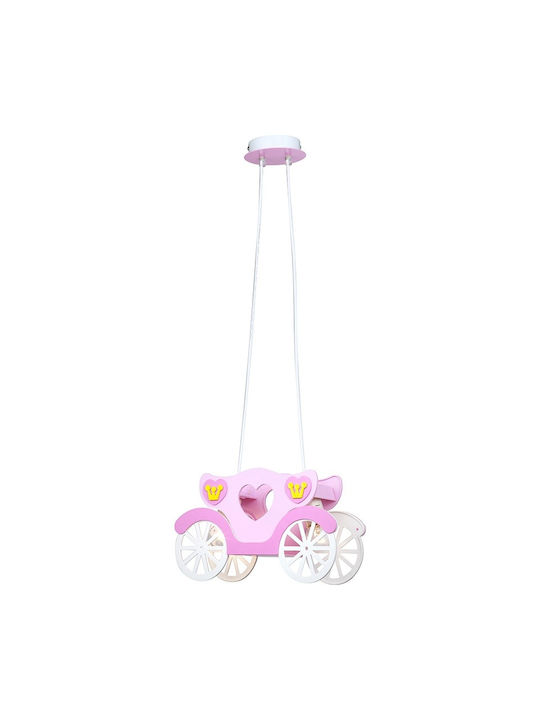 Globo Lighting Άμαξα Single Bulb Kids Lighting Pendant of Plastic 40W with Drive Size E27 In Pink Colour 33cm