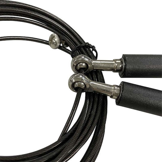 AMILA Wire / PVC Adjustable Jump Rope with Ball Bearings Black Speed Rope 3m
