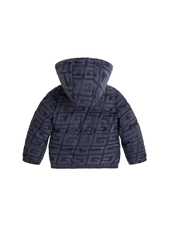 Guess Kids Quilted Jacket short Hooded Navy Blue