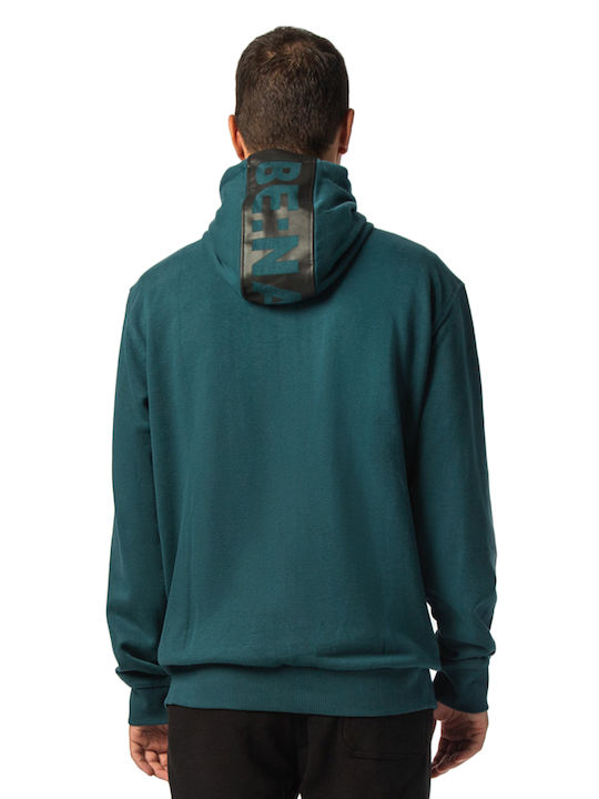 Be:Nation Men's Sweatshirt Jacket with Hood and Pockets Pine Green