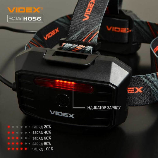 Videx Επαναφορτιζόμενος Φακός Κεφαλής LED IP68 με Μέγιστη Φωτεινότητα 1400lm Videx