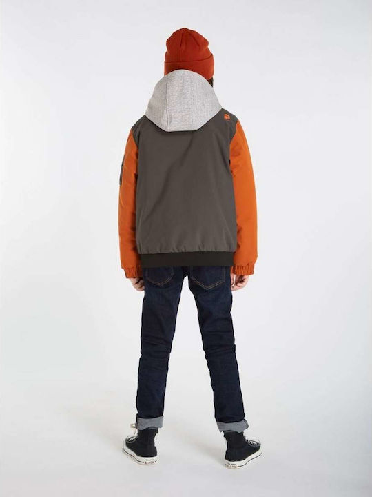 Waterproof Kids' Sports Jacket Short with Hood Gray