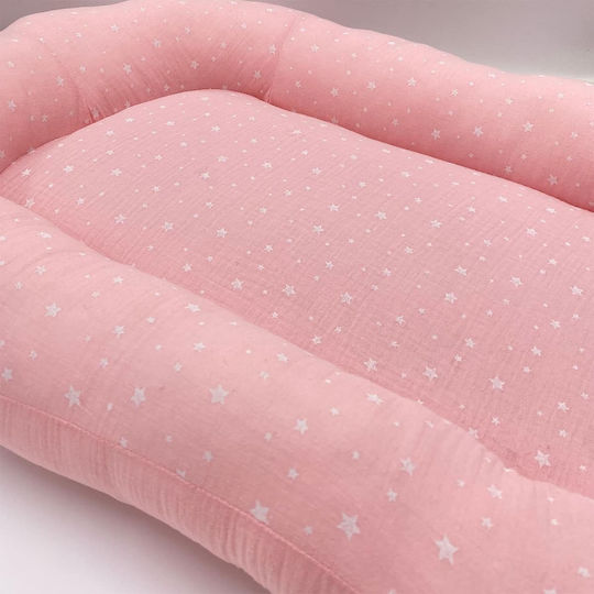 Baby Oliver Baby Nest Pillow Muslin Pink 95x55cm