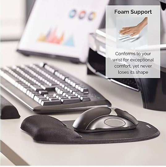 Fellowes Memory Foam Mouse Pad (196mm) με Στήριξη Καρπού Μαύρο 9176501