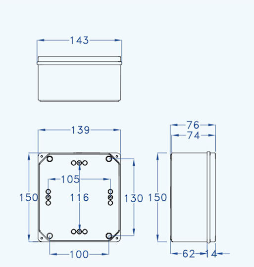 Aca Geros Electrical Box Cover 150x140x75mm with Transparent Cover GR17210