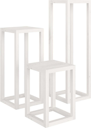 vidaXL Set Pflanzenständer Holz Weiße 50cmcm. 3Stück