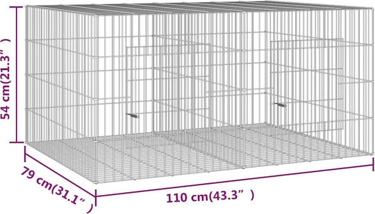 vidaXL Rodent Cage Rabbit Cage 2 Panels Made of Galvanized Iron Silver 110x79x54cm