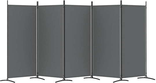 vidaXL Декоративен Параван Текстилен с 5 Панела Charcoal 433x180см