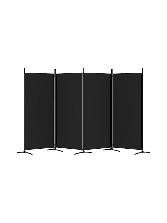 vidaXL Decorative Room Divider Fabric with 4 Panels Black 346x180cm