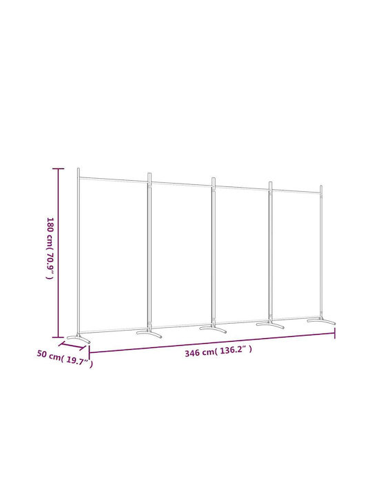 vidaXL Decorative Room Divider Fabric with 4 Panels Black 346x180cm