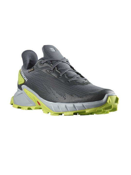 Alphacross 4 GTX Bărbați Pantofi sport Trail Running Impermeabile cu Membrană Gore-Tex Ebony / Albastru Perlat / Albastru Acid