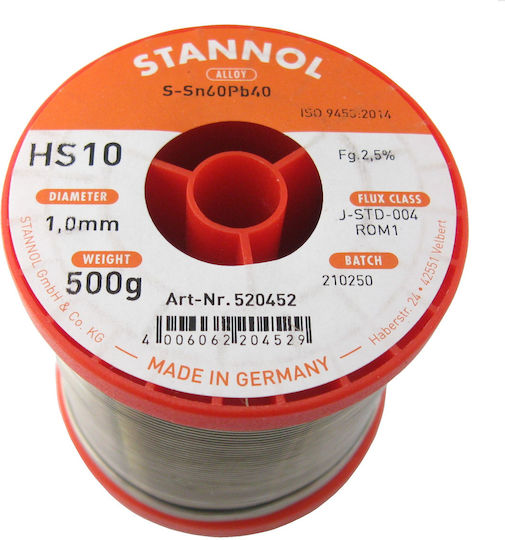 Stannol HS10-520452 Solder WIres SN60/Pb40 1mm 500gr