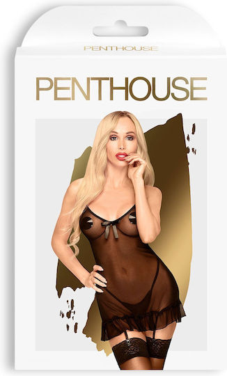 Penthouse Suspender Dress with Thong Black
