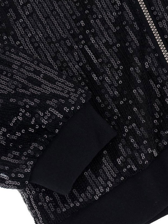 Kinderstrickjacke mit Kapuze Schwarz