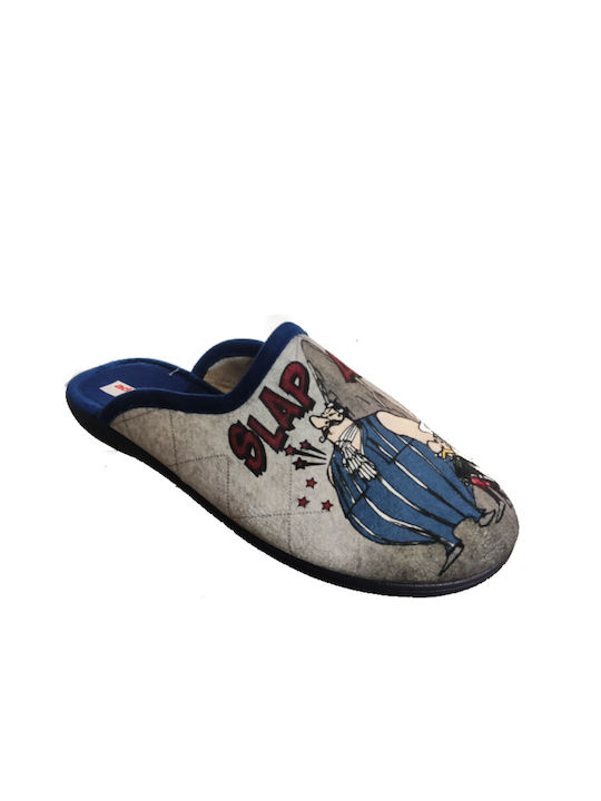 Adam's Shoes Men's Slipper Grey/Blue