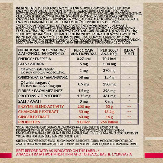 Bio Tonics Enzymes Eleven & Extracts 60 φυτικές κάψουλες