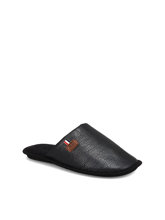 Migato Men's Leather Slippers Black