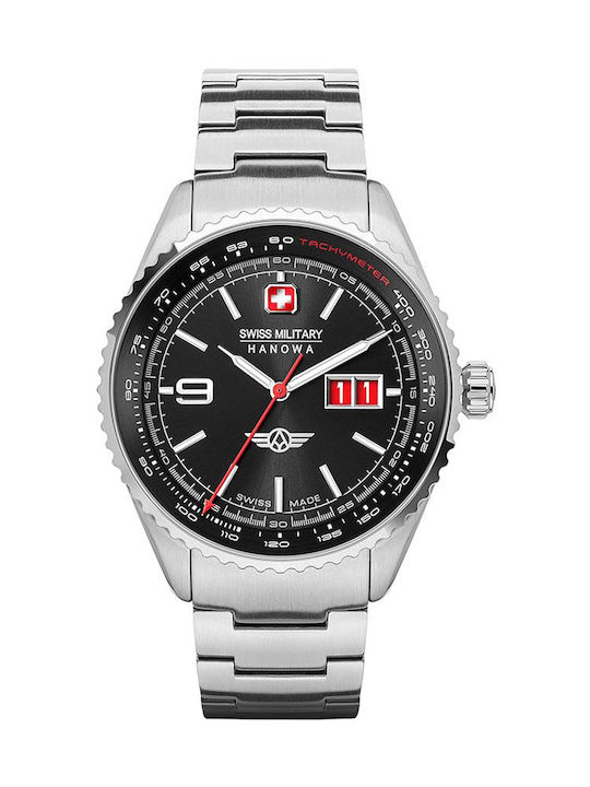 Swiss Military Hanowa Uhr Batterie mit Silber Metallarmband