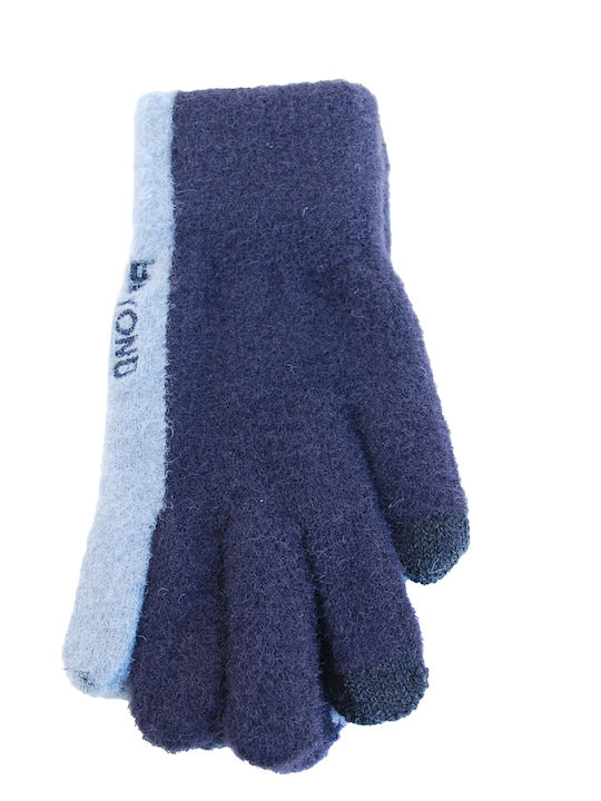 Vamore unisex knitted gloves two-tone, elastic mohair, dark blue [54373]