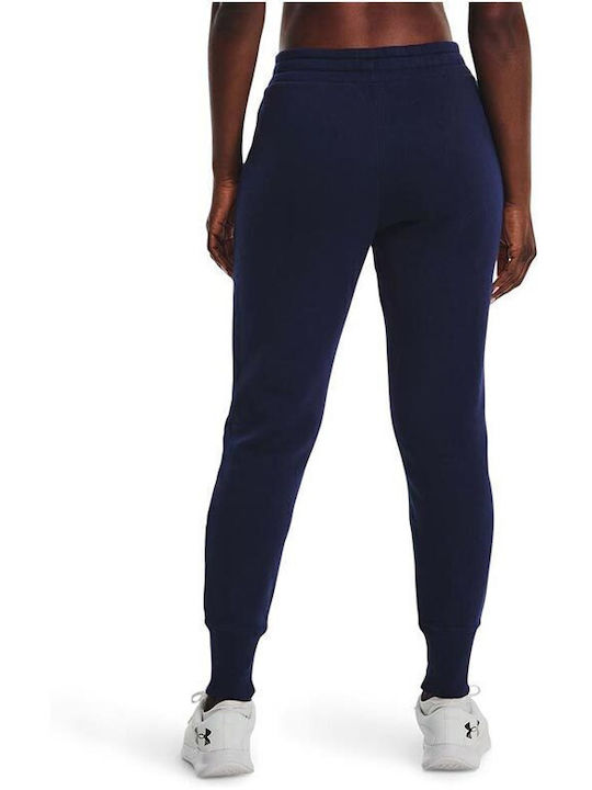 Under Armour Rival Crest Women's Jogger Sweatpants Navy Blue Fleece