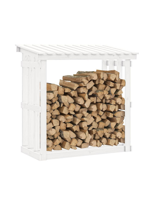 vidaXL Wooden Firewood Box 108x64.5x109cm White