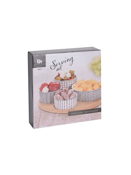 Zaros Ceramic Dessert Divided Serving Tray with 4 Slots White 5pcs