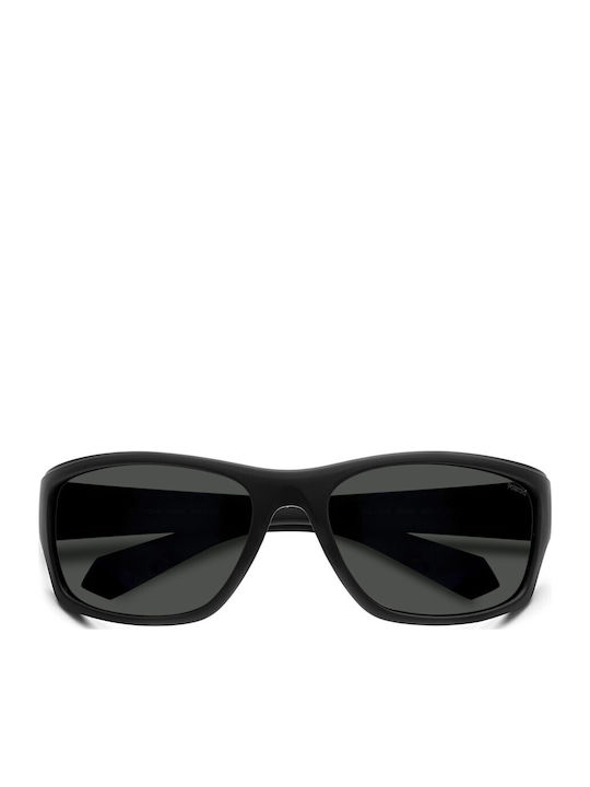 Polaroid Unisex Sunglasses with Black Plastic Frame and Gray Polarized Lens PLD2135/S D51M9