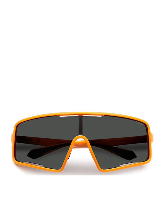 Polaroid Unisex Sunglasses with Orange Plastic Frame and Gray Polarized Lens PLD7045/S 2M5/M9