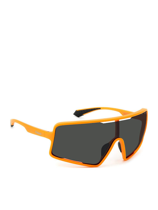 Polaroid Unisex Sunglasses with Orange Plastic Frame and Gray Polarized Lens PLD7045/S 2M5/M9