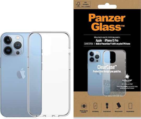 PanzerGlass Clearcase Antibacterial Military Grade Certified Umschlag Rückseite Silikon Transparent (iPhone 13 Pro)