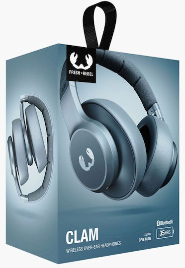 Fresh 'n Rebel Clam Wireless / Wired Over Ear Headphones with 35 hours of Operation Dive Blue