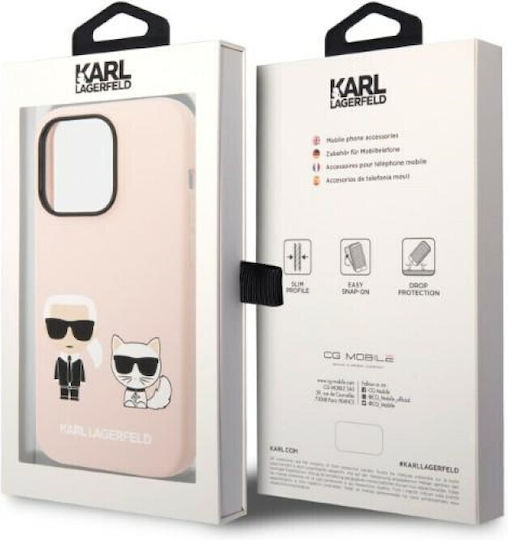 Karl Lagerfeld Karl & Choupette Back Cover Silicone Light Pinkαι (iPhone 14 Pro Max) KLHMP14XSSKCI